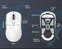 Souris de jeu sans fil tri-mode légère Attack Shark X3 Pro 59g PAW3395 26000 DPI 4K/8K avec taux de réponse rapide et garantie d'un an