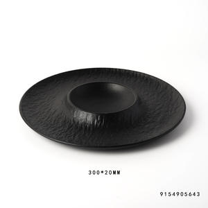 Black Matte <strong>Ceramic</strong> Dinner Plate Irregular Seafood Fruit Salad Pasta Puree Dessert Serving <strong>Tray</strong> Buffet Restaurant Dinnerware - Product Image 5