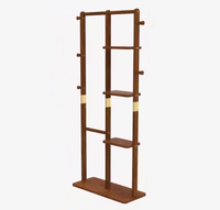 Porte-vêtements double couche, Portemanteaux en bois personnalisables avec logo, Porte-manteaux avec étagère, Porte-vêtements moderne
