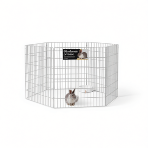 Clôture et enclos pour animaux de compagnie en fer galvanisé argenté, 6 panneaux, style rectangulaire moderne pour intérieur - Product Image 1