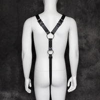 Cinturón de Cuero en Forma de Y para Restricción Sexual, Anillo para Pene, Juguete de Bondage, Lencería Sexy Masculina