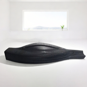 Sofá Modular Y533 geométrico con Rodajas de madera, recepción de oficina, muebles de arte nórdico, sillas de madera, asientos públicos para centro comercial, supermercado - Product Image 1