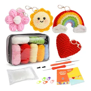 Kit de projet de crochet de bricolage crochet crochet crochet arc-en-ciel et tournesol kit crochet kit avec sac d'accessoires de fil