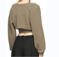 Ensemble pull cardigan en laine/cachemire épais tricoté à manches longues pour femme, style patchwork, col rond, collection hiver