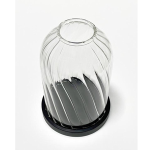 Özel temizle borosilikat nervürlü dekoratif şeffaf ekran cam Cloche mum kavanoz kubbe kapak siyah ahşap taban ile - Product Image 6