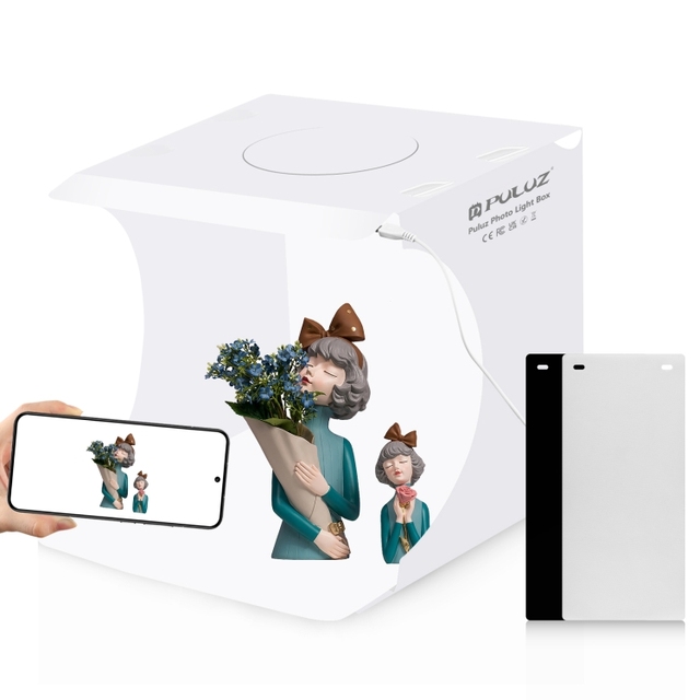 PULUZ 20cm Folding Portable 550LM Light Photo Lighting Studio Shooting Tent Box Kit with 2 Colors Backdrops