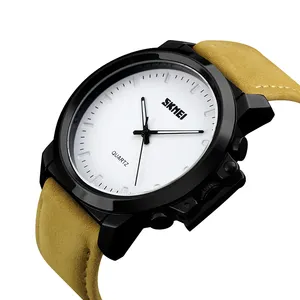 Skmei 1208 простые наручные часы производители на заказ логотип с водонепроницаемым чехлом и возможностью погружения на глубину до 30 м коричневым кожаным ремешком для мужчин 2021