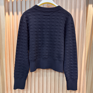 Cardigan en <span class=keywords><strong>mohair</strong></span> bleu foncé tricoté style vintage avec motif logo sur le devant, anti-boulochage, pour femme - Product Image 4