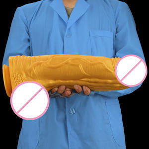 Dildo Gigante de Silicona Suave Dorado, Falo Artificial Impermeable de Diámetro Extremadamente Grande, Masajeador Corporal para Uso Femenino - Product Image 4