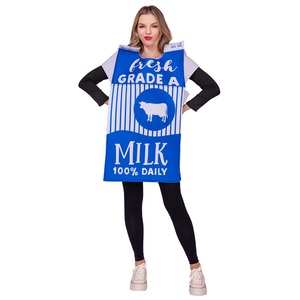 Nouvel ensemble de costumes amusants pour <span class=keywords><strong>couple</strong></span> en forme de carton de lait et de biscuits, tenue alimentaire fantaisie pour fête d'Halloween - Product Image 4
