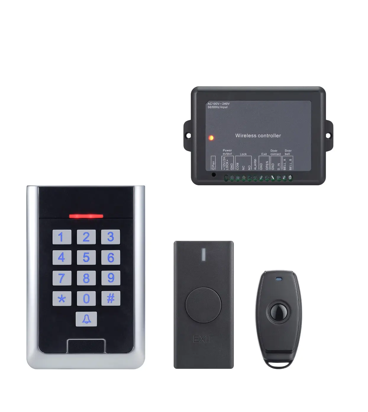 Kits de Control de acceso inalámbrico DIY, 433MHZ, controlador de puerta inalámbrico y fuente de alimentación integrada, interruptor inalámbrico y mando a distancia