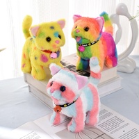 Nouveau design de jouets en peluche pour chat de marche électrique de simulation jouet pour chat en peluche électrique de couleur arc-en-ciel