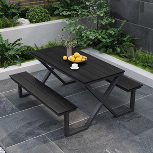 Mesa de Comedor de Metal para Exteriores, Muebles Modernos para Barbacoa, Juego de Café de Metal, Sillas de Patio y Mesa Cuadrada para 6 Personas, Metal Sólido - Product Image 4