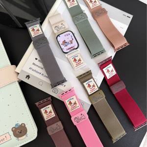 Bracelet en toile de nylon magnétique robuste pour Apple Watch iwatch11 Generation 987654Ultra/SE, motif <span class=keywords><strong>chiot</strong></span> teckel tendance - Product Image 1
