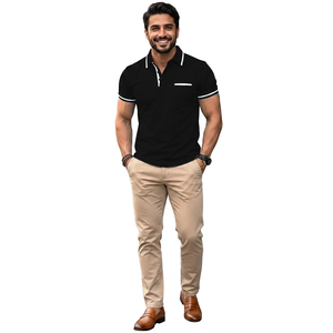 Polo T-shirt 2026 de haute qualité unisexe à motifs avec poches boutonnées, anti-rétrécissement, séchage rapide pour le golf, idéal pour la broderie de logo, T-shirt pour homme - Product Image 1