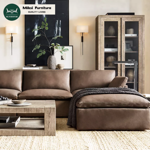 Divano Componibile <span class=keywords><strong>in</strong></span> <span class=keywords><strong>Pelle</strong></span>, Arredamento per Soggiorno, Stile Moderno, Struttura <span class=keywords><strong>in</strong></span> Legno Massello Artigianale, Divano Relax per Villa e Casa - Product Image 1