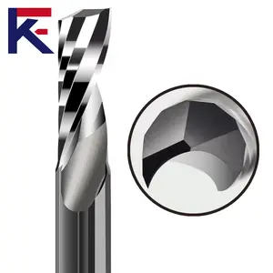 KF חליל יחיד ספירלה חותך כרסום עבור אקריליק ו-PVC ספירלה קצה יחיד טחנת מכונת Cnc כלי פלדת טונגסטן