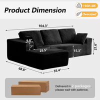 Kostenloser Versand Lagerbestand Moderne Wohnzimmer-Möbelgarnitur Konvertierbares Schlafsofa Ecksofa für Hotelnutzung Schwamm Modulares Sofa