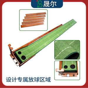 Ss Golf <b>Putting</b> Green Practice Mat Solid Wood Indoor Outdoor Training Aid For Golfers With Hole Design And Measurement Markings - Product Image 3