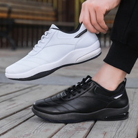 Chaussures de sport décontractées pour hommes, légères, blanches, en cuir synthétique, à lacets, semelle extérieure en PVC