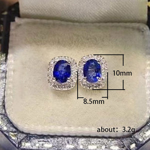 Orecchini a Perno Ovali Blu Vintage per Donne, Mini Accessori Eleganti per Uso Quotidiano - Product Image 5