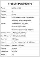 Capteur de vibration sans fil multi-connecté WTVB01-BT50 BLE 50m, déplacement de vibration sur 3 axes + vitesse + amplitude + angle