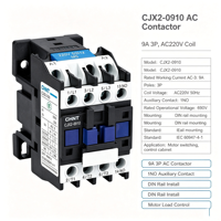 Contacteur AC CHINT CJX2 9-95A 3P, tension de la bobine, commande de moteur, automatisation industrielle, interrupteur, 50/60Hz, certification CE CB, rail DIN