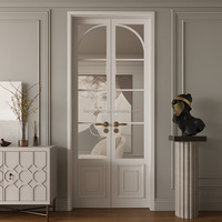 Porte-fenêtre vintage en métal avec cadre étroit en verre pour cour, cuisine ou salle de bain Portes françaises à cadre mince en aluminium noir pour la maison