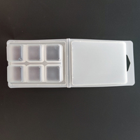 Boîte blanche à 6 cavités avec couvercle transparent pour fondants de cire, moule en forme de coquille pour tartes, emballage en plastique pour bougies et fondants de cire