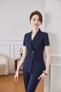 Ensemble de tailleur pour femme Yilong à manches courtes pour directrice d'hôtel, uniforme de réception, tenue de travail de bureau d'été - Product Image 3