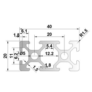 Perfil de Aleación de Aluminio Industrial Estándar Europeo OB2040 20X40 Ranura en T para Impresoras 3D Profesionales Serie 6000 - Product Image 4