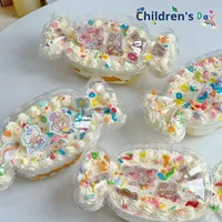 Boîte à gâteau en forme de bonbon pour la Journée des enfants, emballage alimentaire transparent, boîte cadeau avec couvercle, crème glacée, mousse, sucre, personnalisable