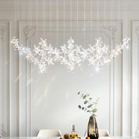 Lustre LED moderne personnalisé pour escaliers d'hôtel, décoration de mariage, avec fleurs en cristal et télécommande, idéal pour salle à manger