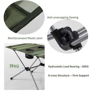 Table de camping pliable en aluminium ultralégère portable, facile à monter, durable, avec porte-gobelet, pour pique-nique en plein air - Product Image 6