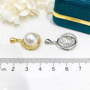 WENCHI S925 <b>Silver</b> Pendant Empty Holder DIY Fashion <b>Necklace</b> with 11-12mm Bead 10585 <b>Diamond</b> Accessories China - Product Image 3