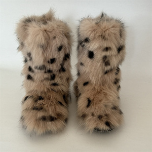 Stivali di pelliccia di volpe vera moda donna inverno peluche caldi stivali da neve calzature di lusso da ragazza in pelliccia - Product Image 2