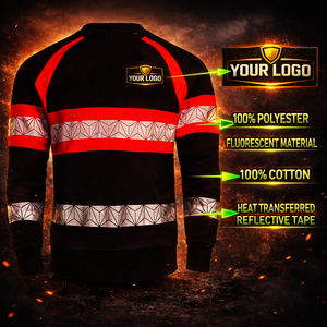 Sweat-shirt <span class=keywords><strong>de</strong></span> sécurité réfléchissant haute visibilité pour homme, col rond, manches longues, couleurs contrastées, vêtements <span class=keywords><strong>de</strong></span> <span class=keywords><strong>travail</strong></span> haute visibilité, <span class=keywords><strong>pull</strong></span> en coton - Product Image 2