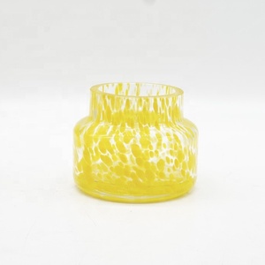 HONGYU Modern Style 200g Blue Yellow Confetti Scented <strong>Glass</strong> <strong>Candle</strong> <strong>Holder</strong> with Metal Stop Home Use Lanterns for Christmas - Product Image 6