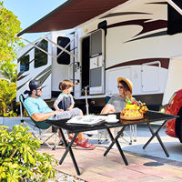 Table de camping pliante 4FT, enroulable, en aluminium noir, pour l'extérieur, table portable pour le camping