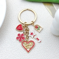 Baguette magique en alliage dégoulinant d'huile, pendentif d'amour fleur coeur, porte-clés, pendentif décoratif sac rouge Saint Valentin