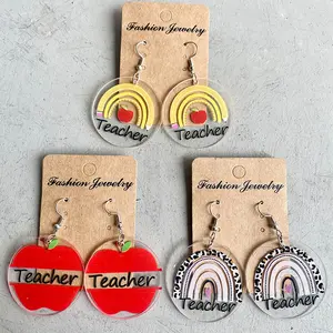 Back To School Craft Plastic Fashion Jewelry Gift Teacher Earrings