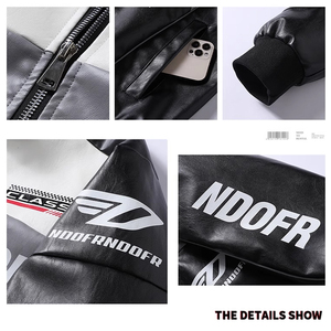 جاكيت جلد للدراجات النارية للرجال من جلد الغزال منقوش حسب الطلب للدراجات النارية جاكيت جلد رجالي للخريف شعار مخصص مطبوع - Product Image 4