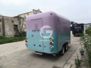 Remorque de camion-restaurant rose sur mesure de 4 m (11 pi) pour la vente de burgers - Etodevice |   Fabricant d'appareils électroniques - Product Image 3
