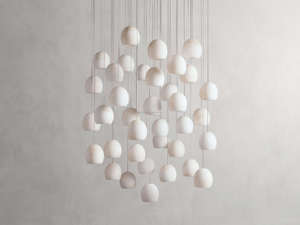 Hiện đại sang trọng tùy chỉnh Alabaster maeva đèn chùm LED hình bầu dục cụm cho phòng ăn cầu thang phong cách Pháp kích thước trung đèn - Product Image 2