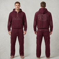 Ensemble de survêtement premium épais pour homme, sweat à capuche court zippé, multi-poches, logo embossé, streetwear, ensemble 2 pièces, fabrication OEM