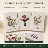 Cuaderno de Tapa Dura con Tela de Lino Bordada Personalizada, A5/A6, 100 Hojas, Cosido con Hilo, Cuaderno Floral Personalizado para Regalo