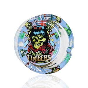 Marque 85mm rond cendrier en verre impression 3d personnalisé horreur Logo hôtel dessin animé cendrier pas cher - Product Image 2