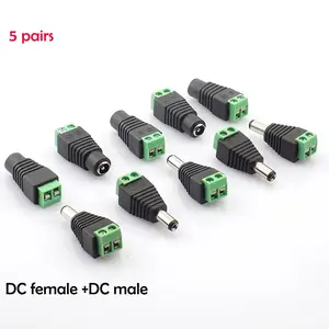 5对DC电源公插孔插头和DC母连接器插头适配器BNC UTP用于闭路电视摄像机电源发光二极管条形灯L19