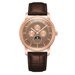 Montre classique en quartz pour homme, 3 aiguilles, mouvement quartz, bracelet en cuir véritable, mouvement japonais, cadran incurvé - Product Image 6