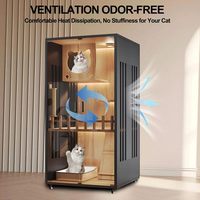 Grande Villa pour Chat en Bois à Plusieurs Niveaux, Maison pour Chat d'Intérieur, Condo pour Chaton avec Griffoir Intégré et Échelle pour Grands Chats, Meuble